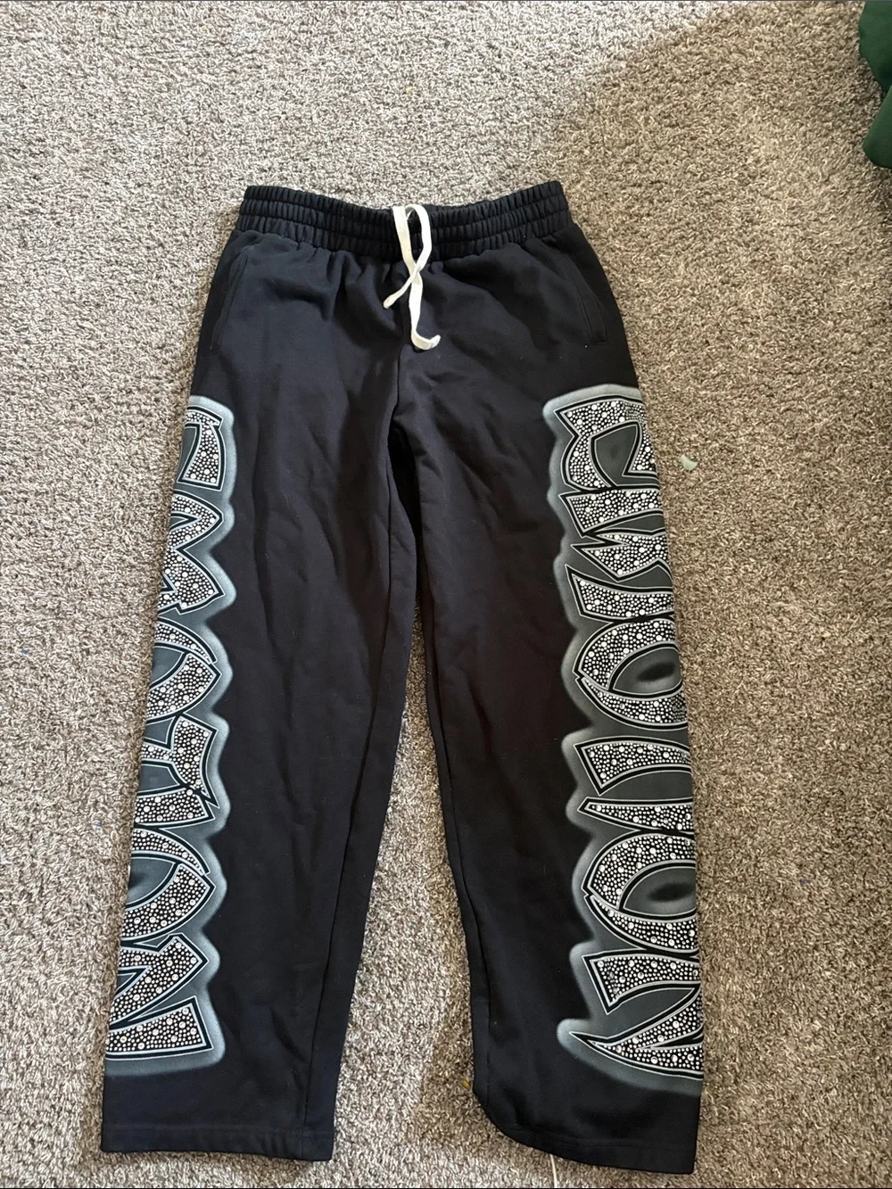 Black Graphic teens/men Sweatpants with Side Lettering